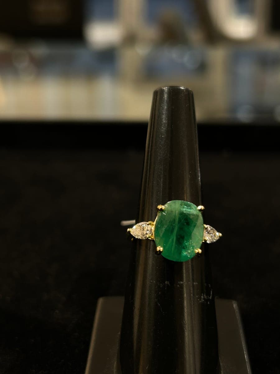 Yellow Gold Emerald & Diamond Ring