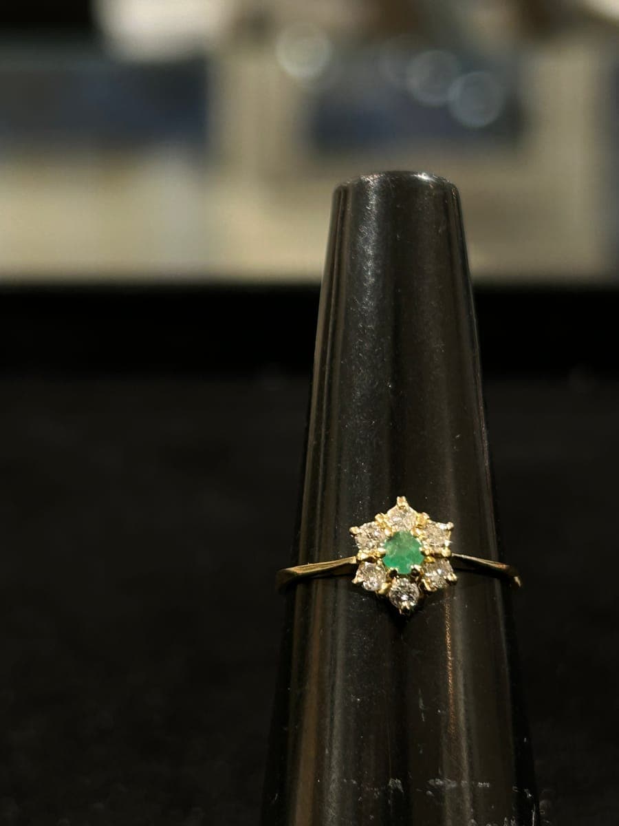 Yellow Gold Diamond & Emerald Ring