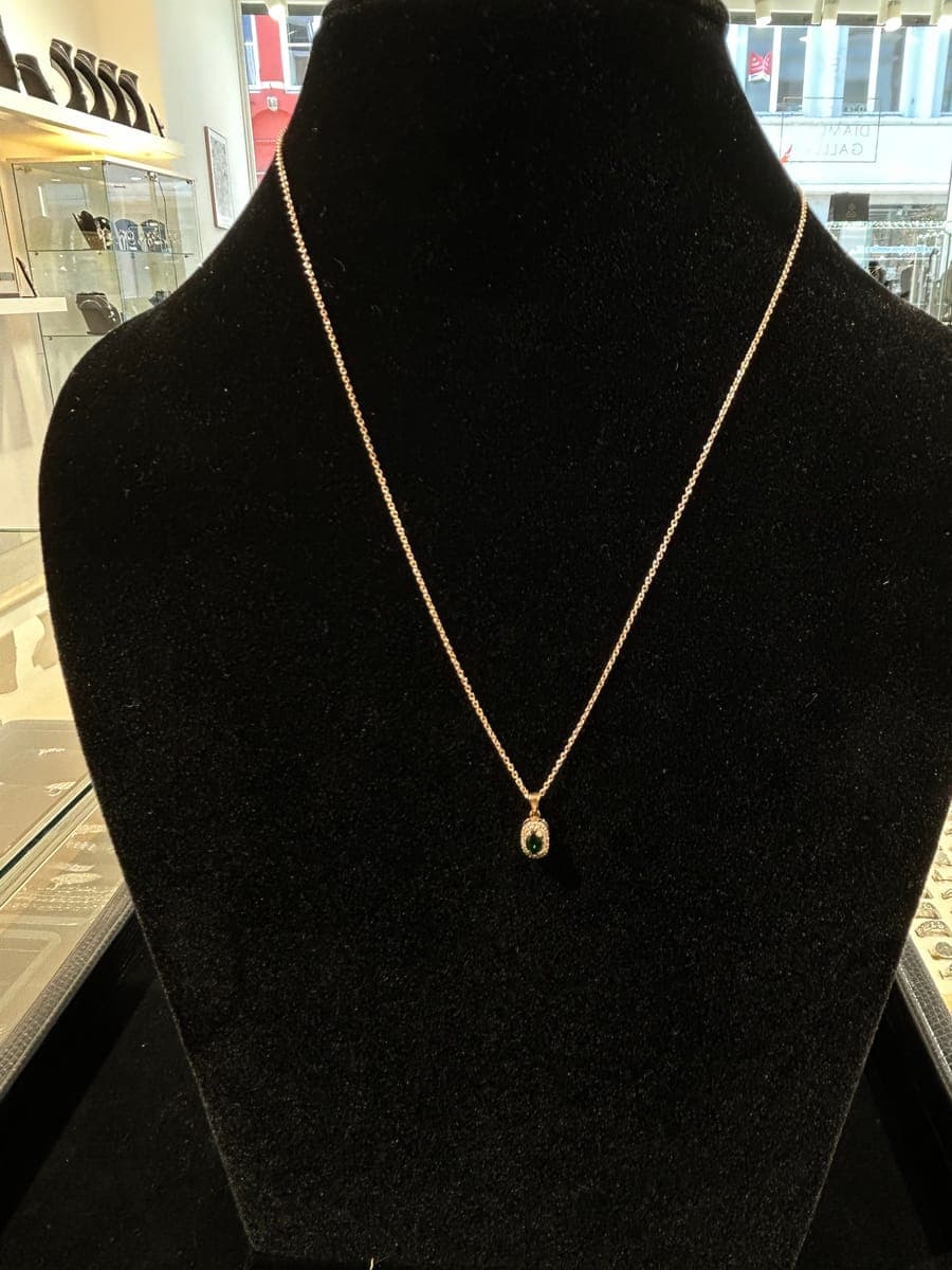 Rose Gold Emerald & Diamond Pendant