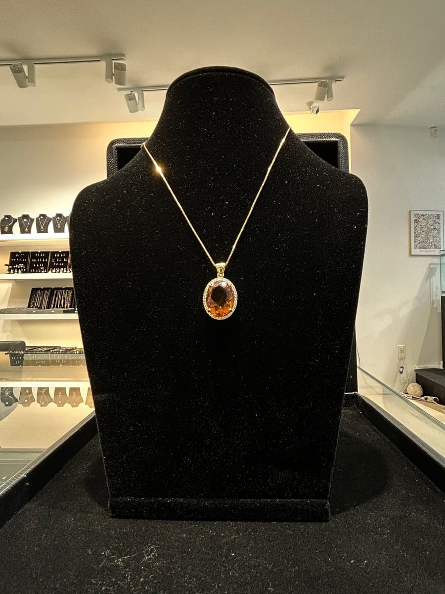 Yellow Gold Citrine & Diamond Necklace