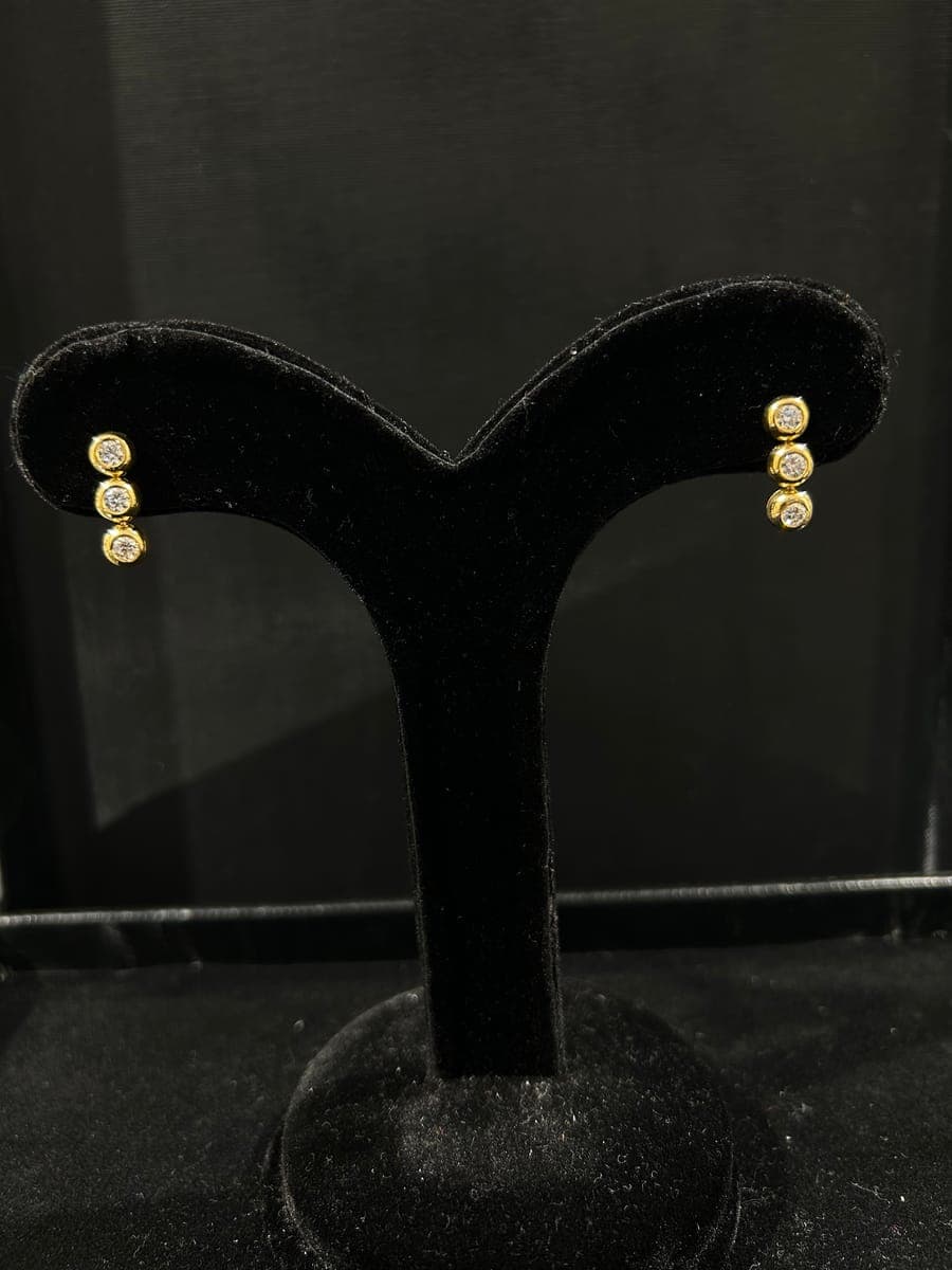 Yellow Gold Diamond & Amethyst Earrings