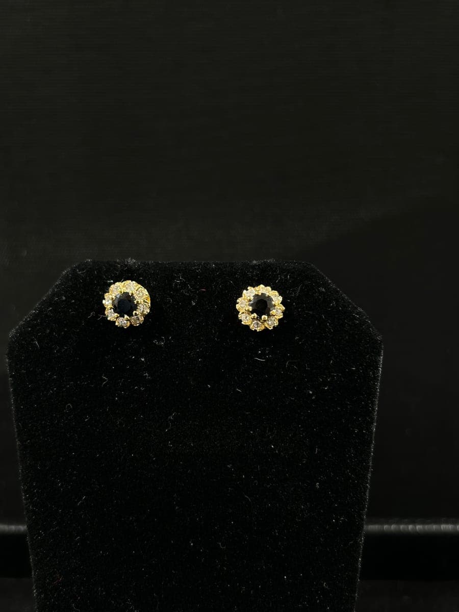 Yellow Gold Sapphire & Diamond Earrings