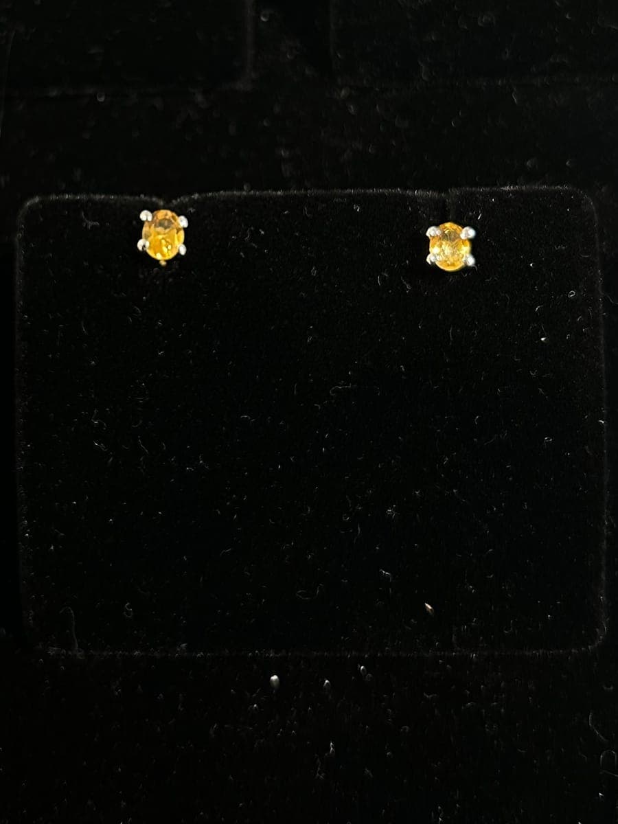 White Gold Citrine Earrings