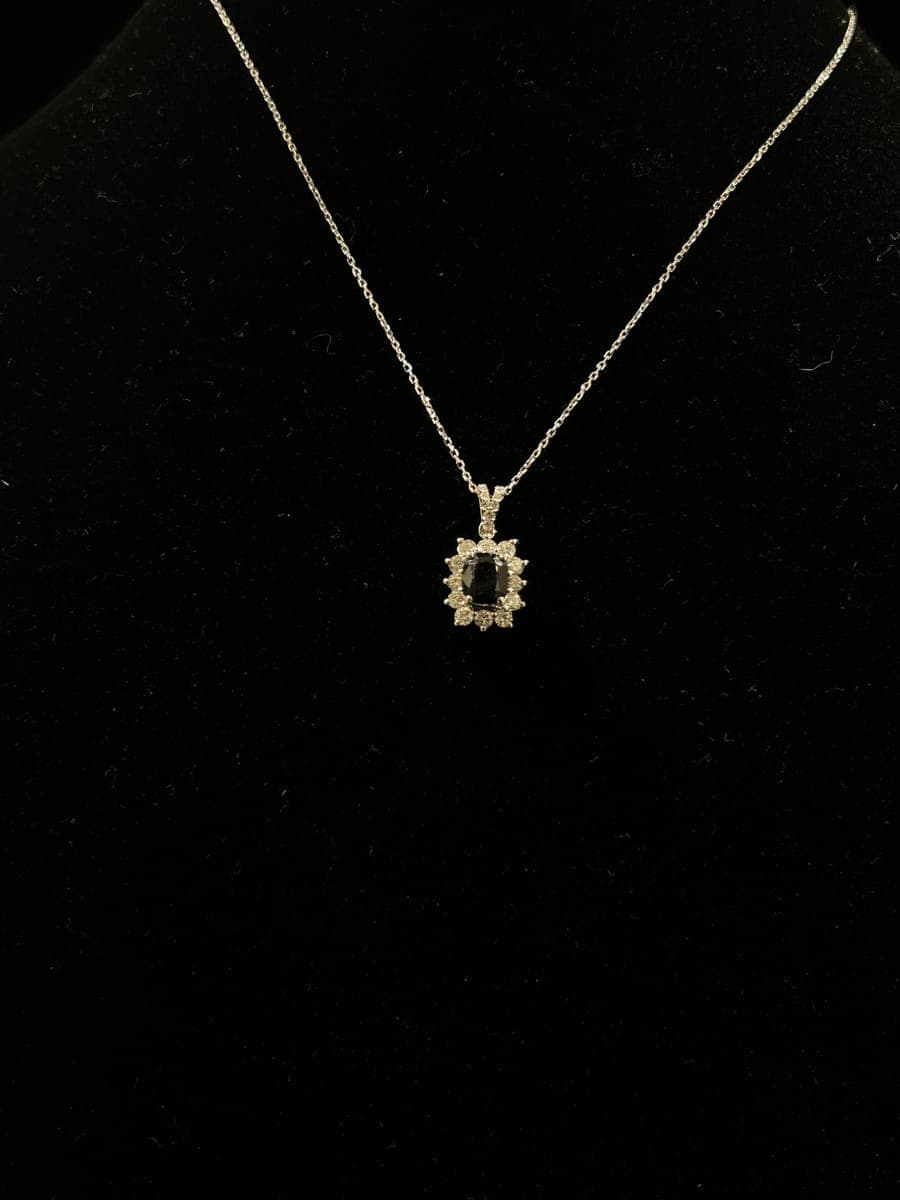 White Gold Sapphire & Diamond Pendant