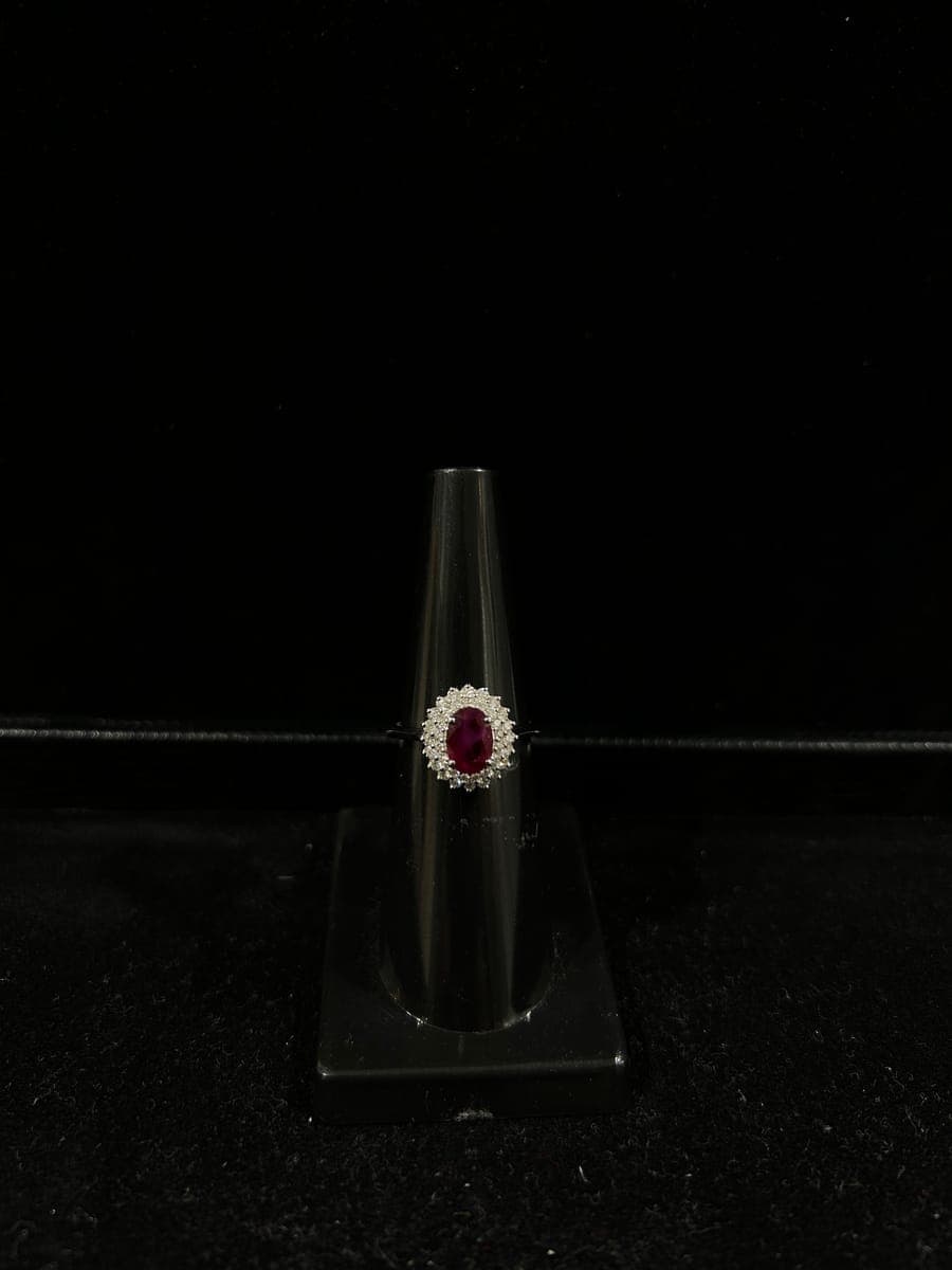 White Gold Ruby & Diamond Ring
