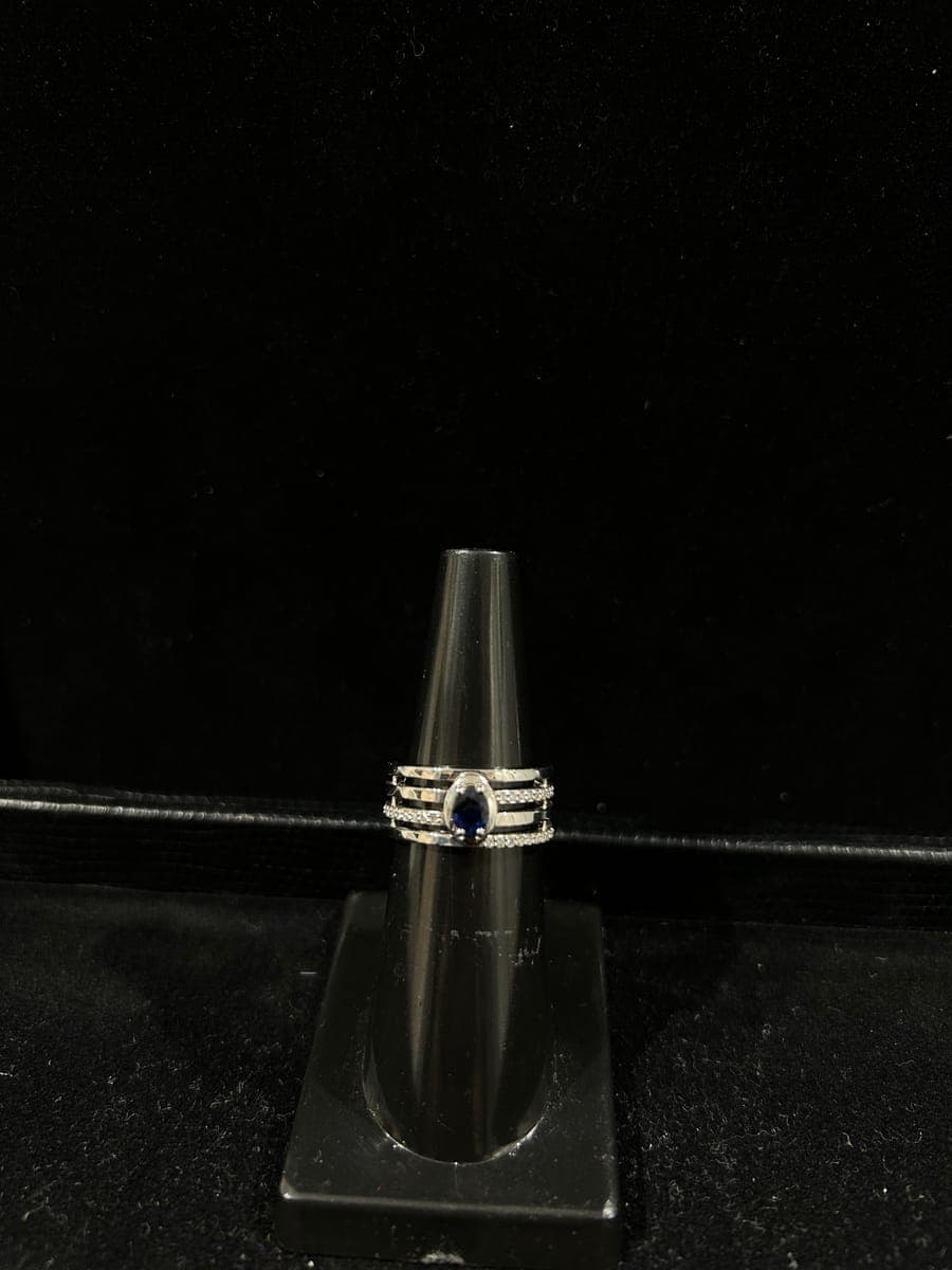 White Gold Sapphire & Diamond Ring