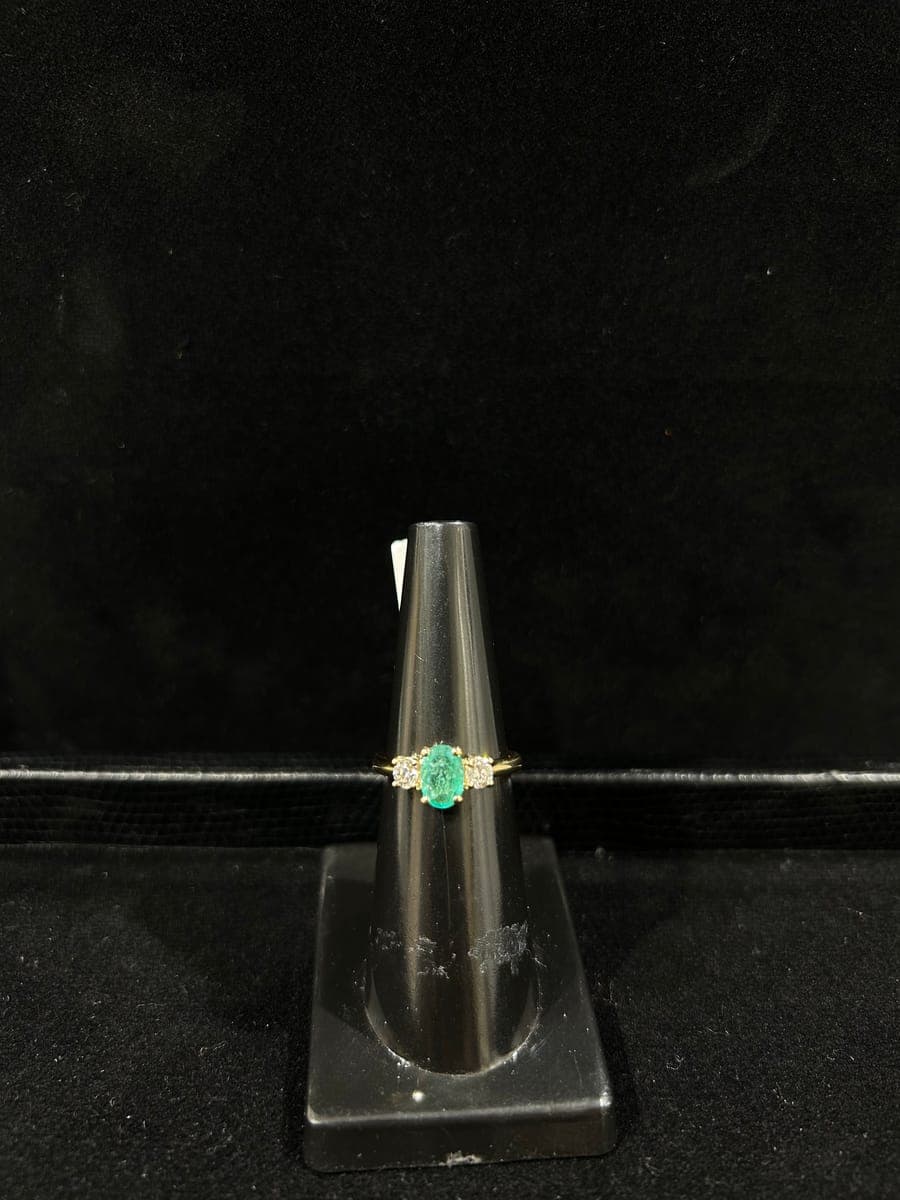 Yellow Gold Diamond & Emerald Ring