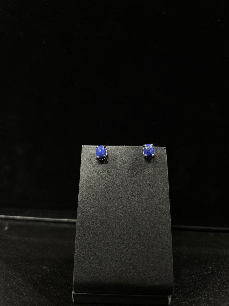White Gold Lapis Lazuli Earrings