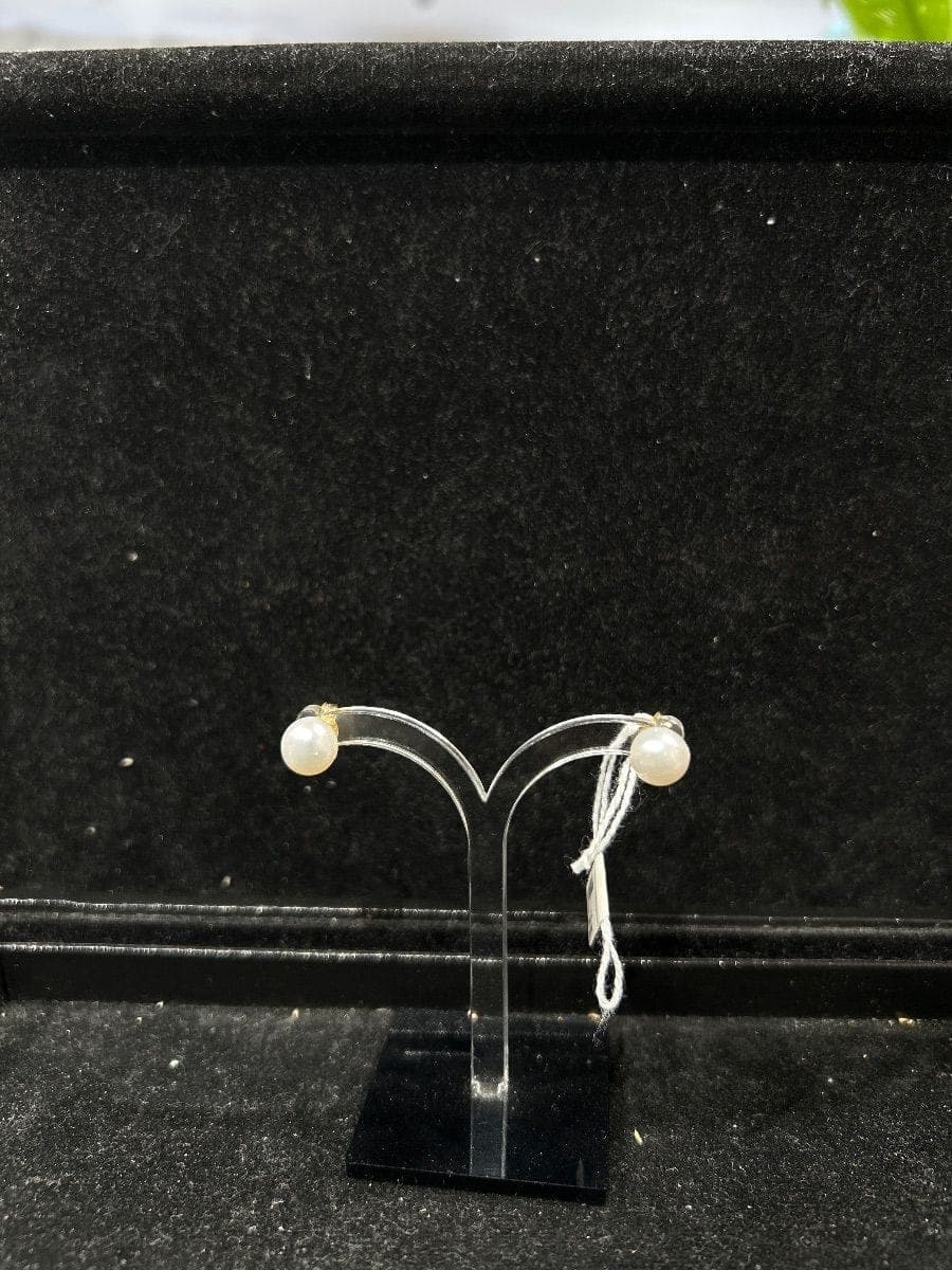 White Gold Pearl Earrings