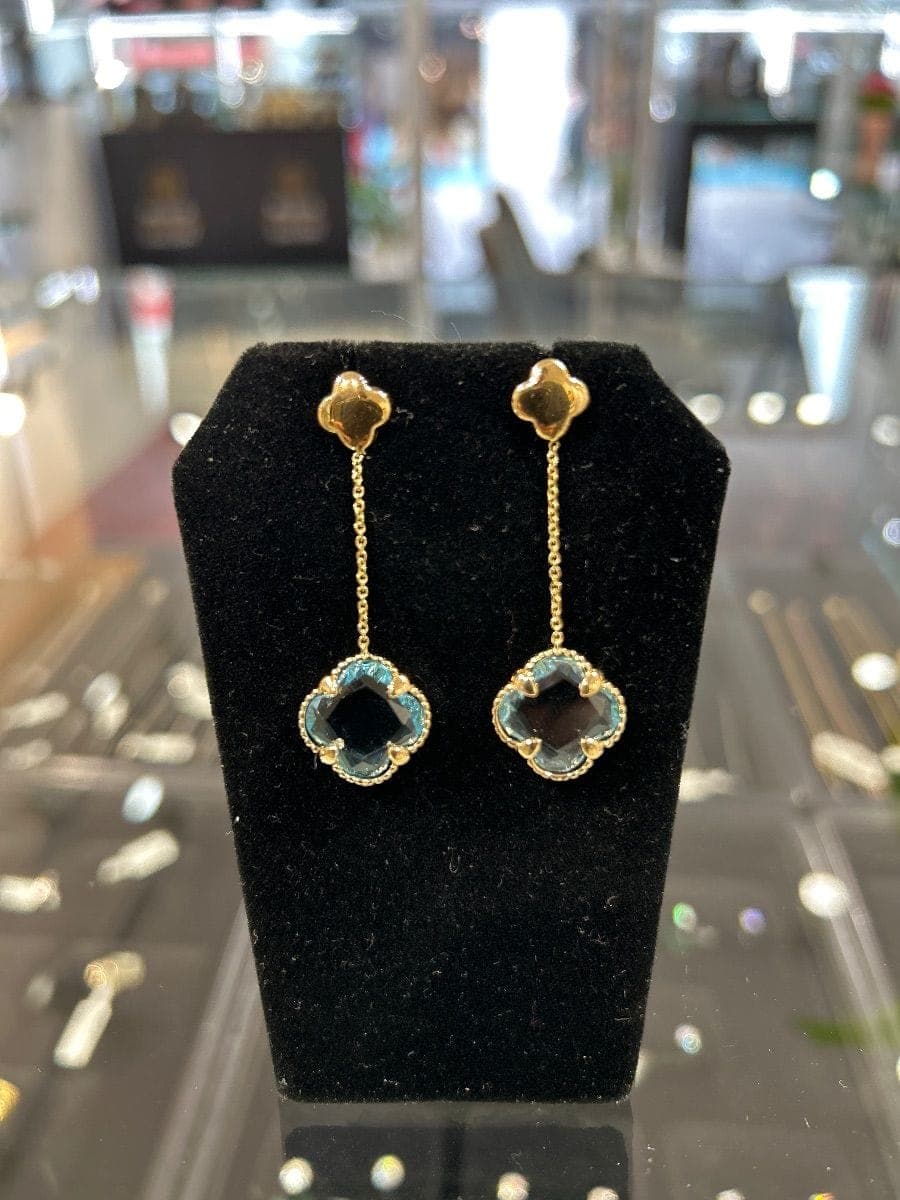 Yellow Gold Aquamarine Earrings