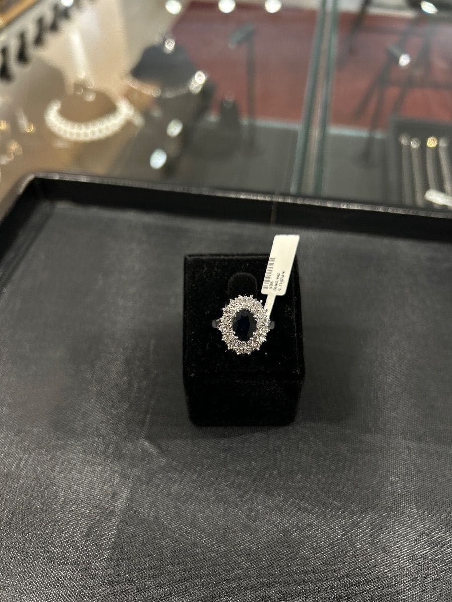 White Gold Diamond & Sapphire Ring