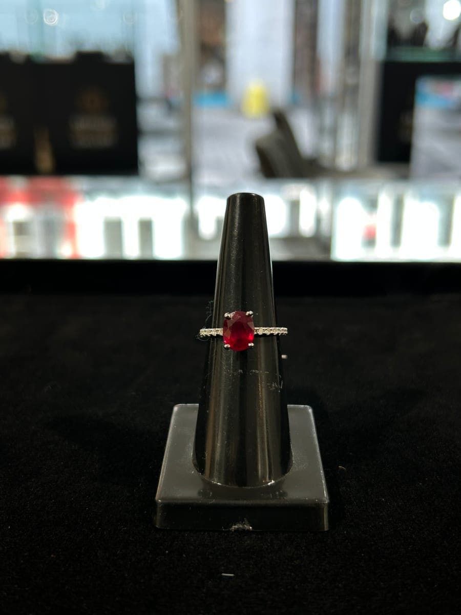 White Gold Diamond & Ruby Ring