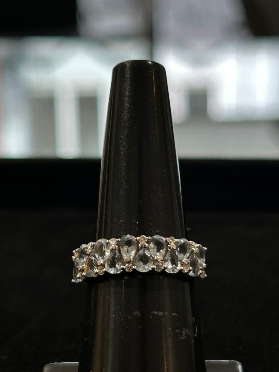 White Gold Aquamarine & Diamond Ring