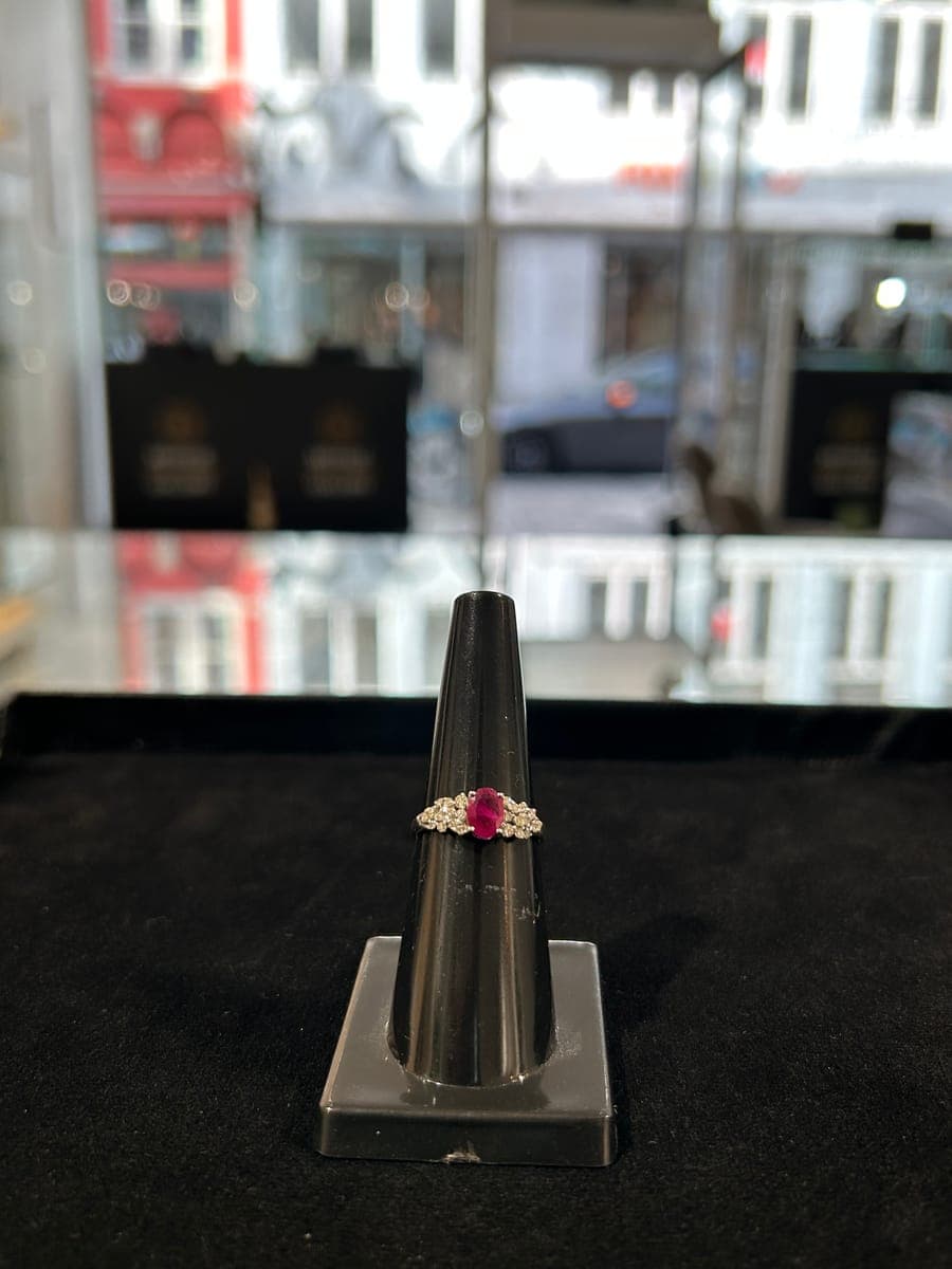 White Gold Ruby & Diamond Ring