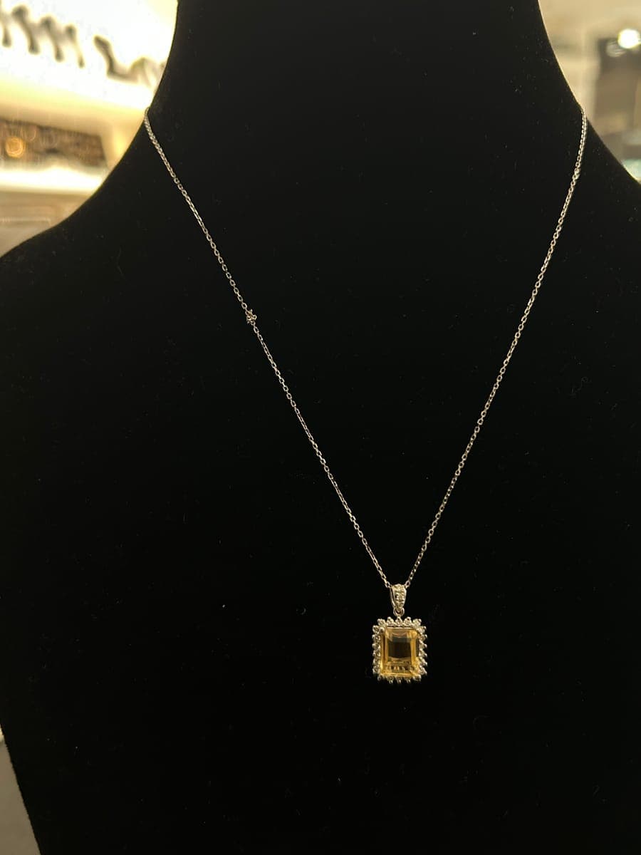 White Gold Diamond & Citrine Pendant