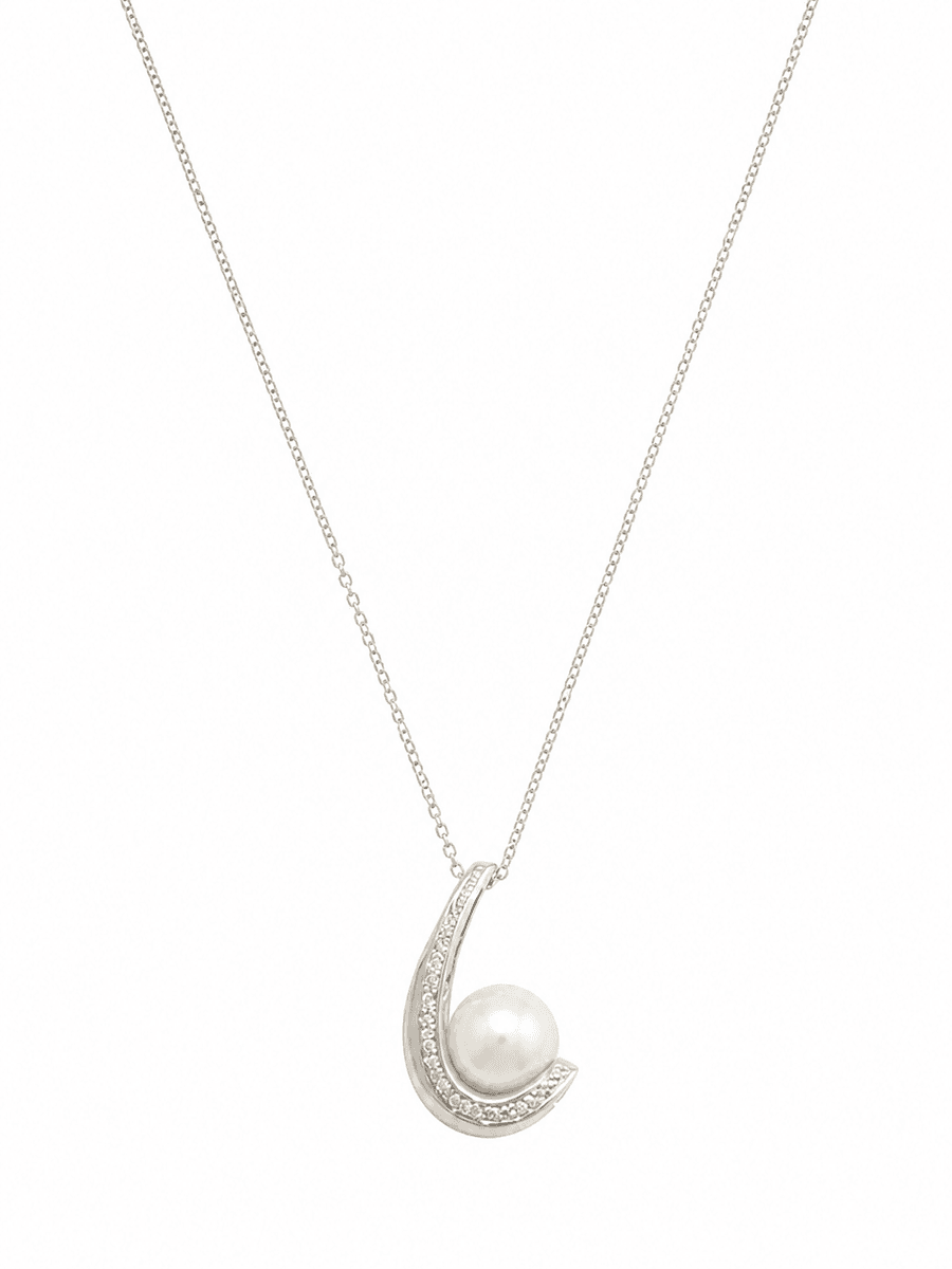 White Gold Diamond & Pearl Pendant