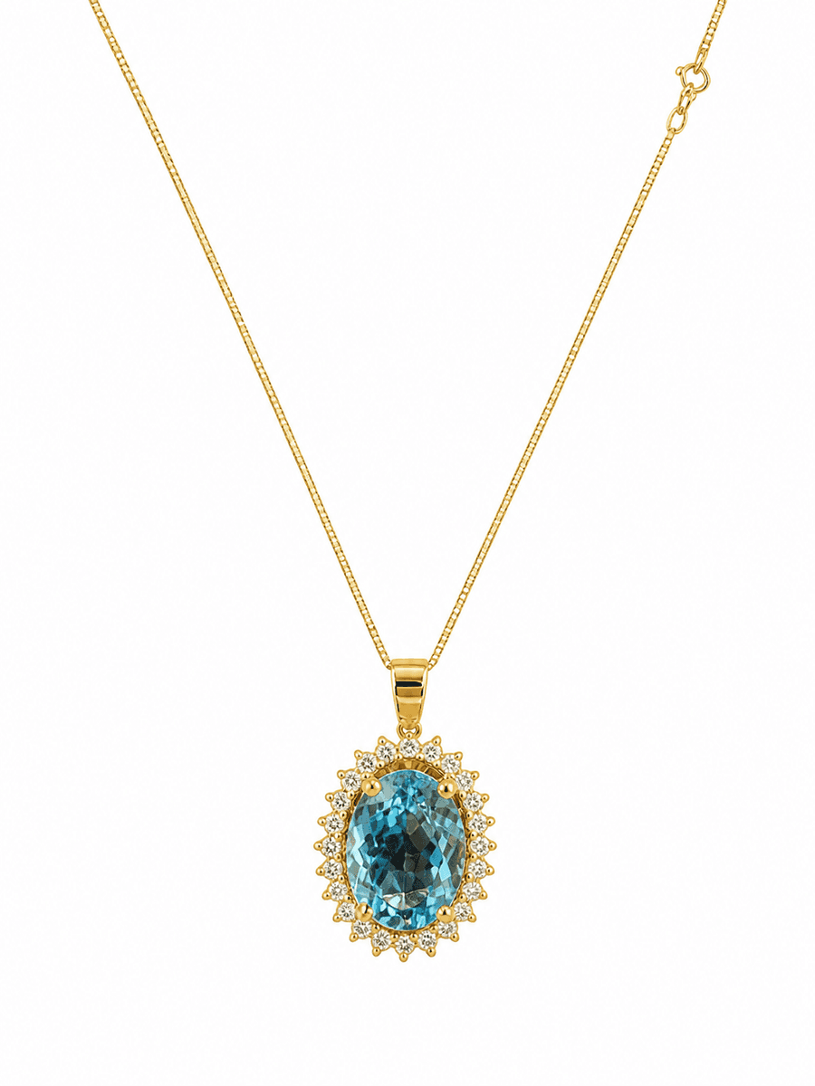 Yellow Gold Diamond & Topaz Pendant