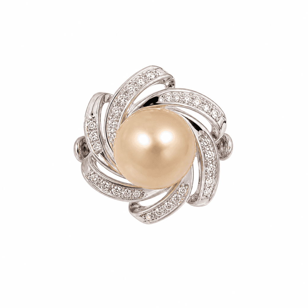 White Gold Pearl & Diamond Ring