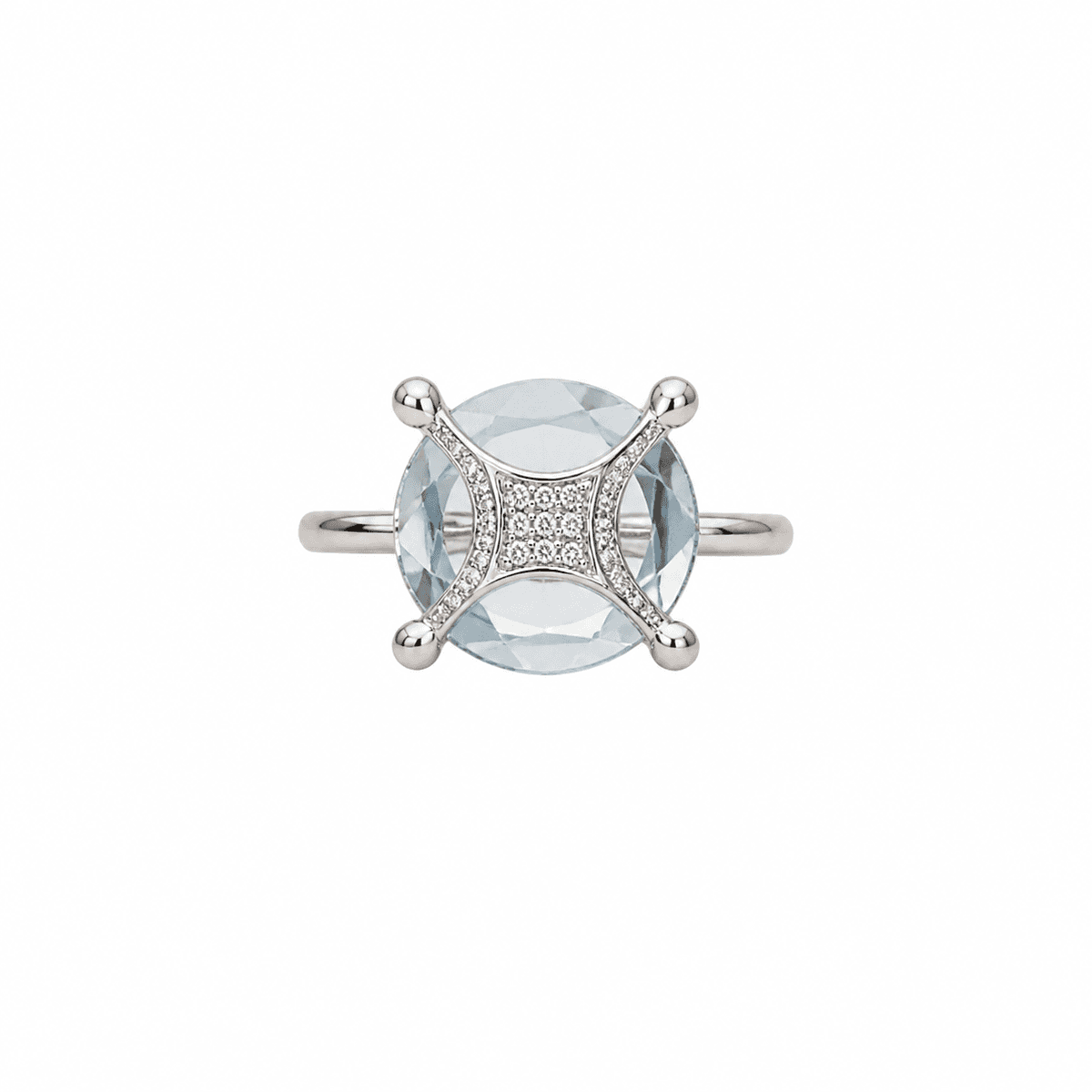White Gold Diamond & Aquamarine Ring