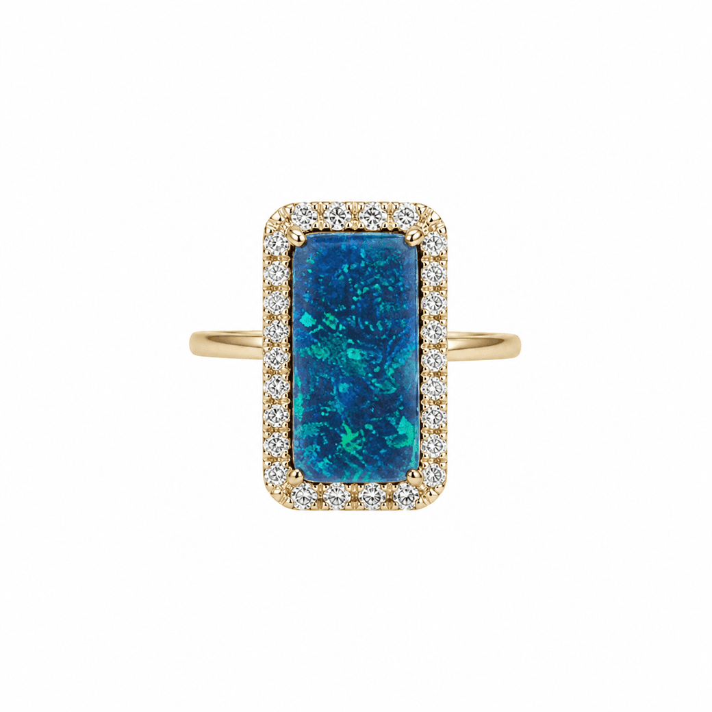 Yellow Gold Opal & Diamond Ring