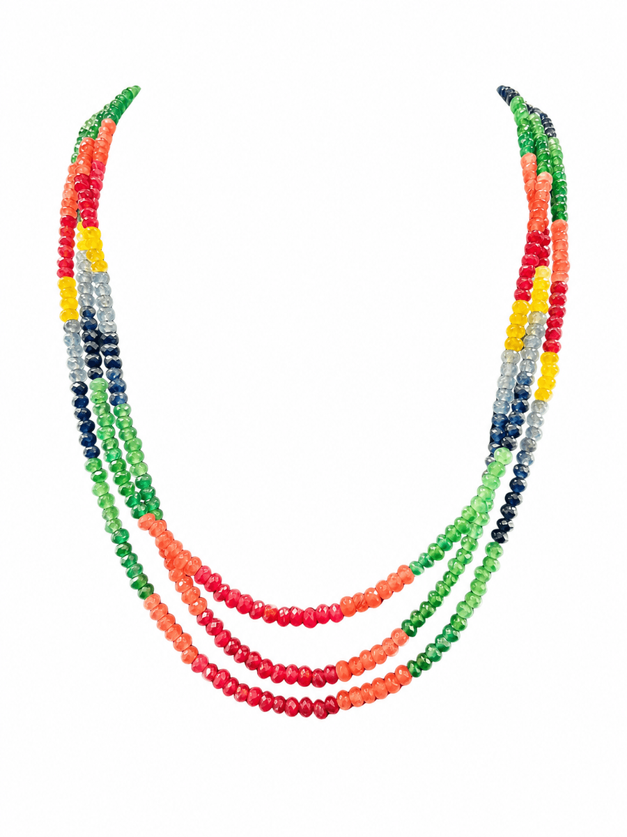 White Gold Sapphire & Ruby Necklace
