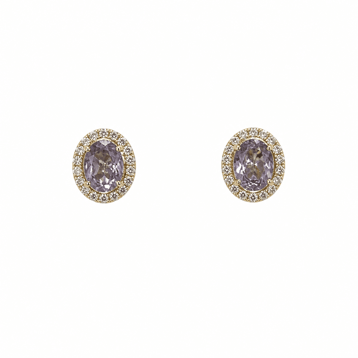 Yellow Gold Diamond & Amethyst Earrings