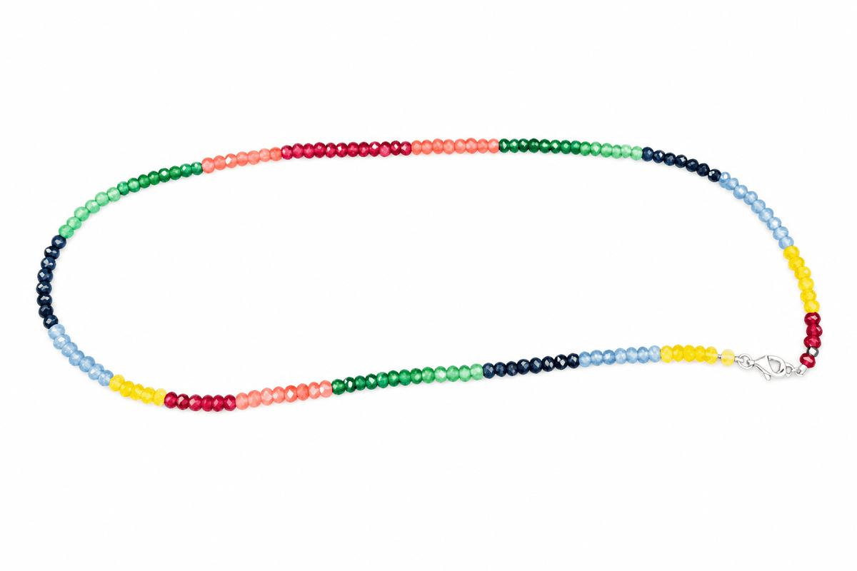 White Gold Sapphire & Ruby Necklace