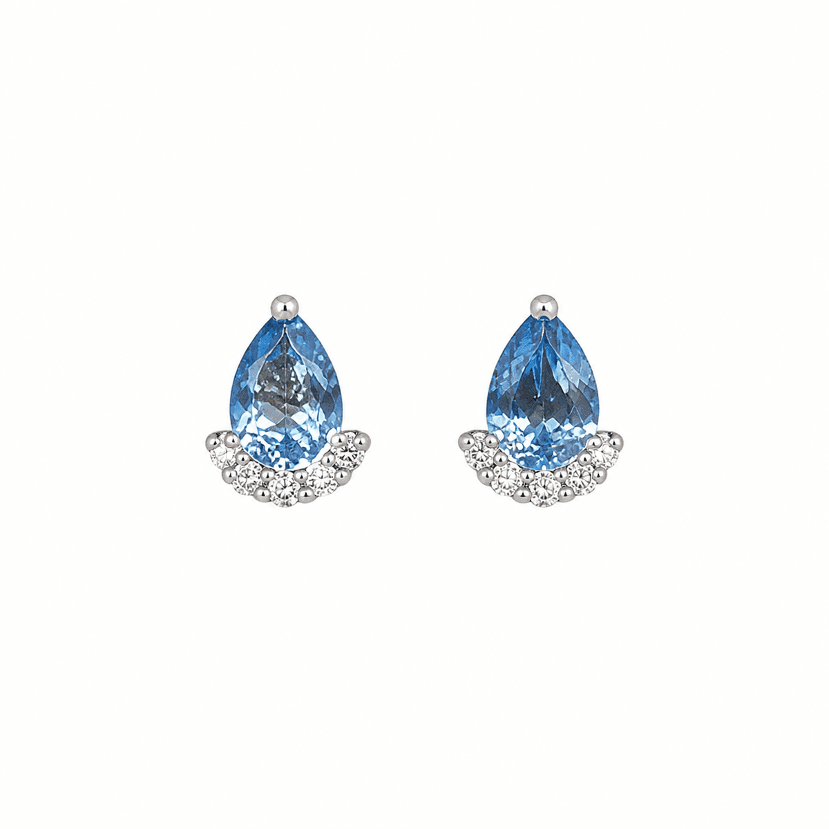 White Gold Diamond & Topaz Earrings