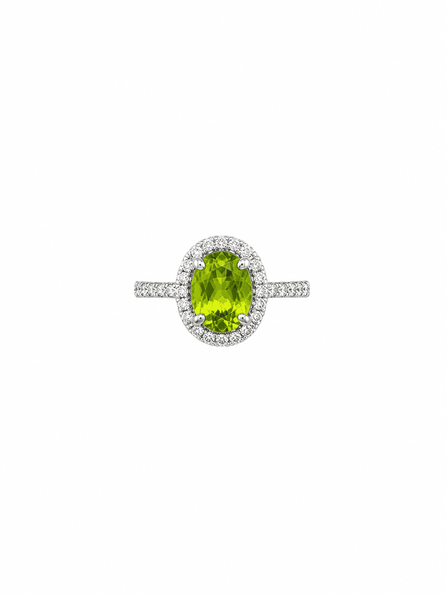 White Gold Diamond & Peridot Ring