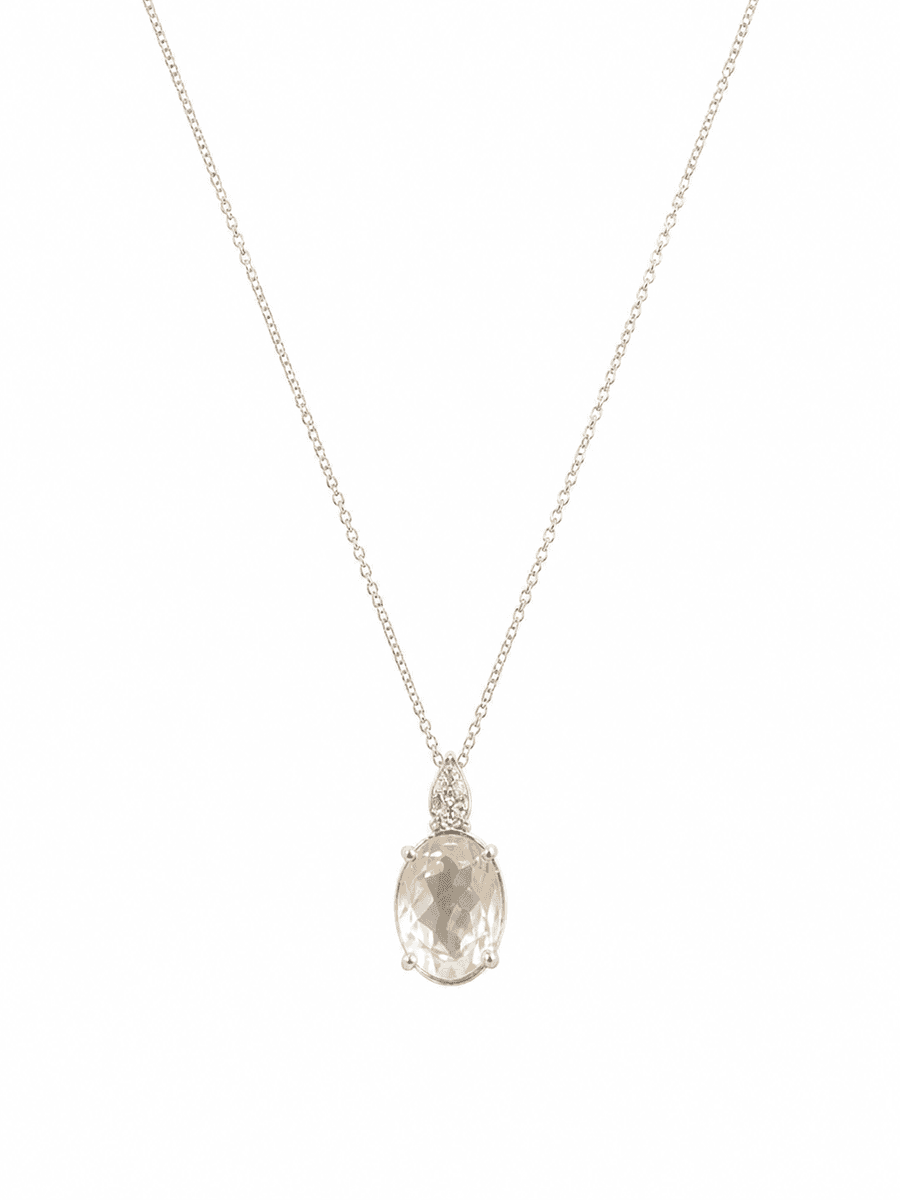 White Gold Diamond & Rose Quartz Pendant