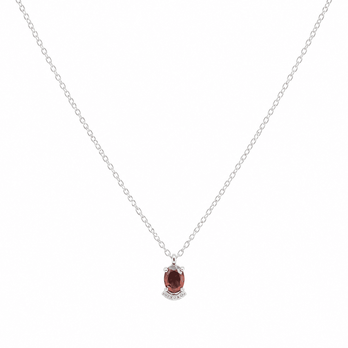 White Gold Diamond & Garnet Pendant
