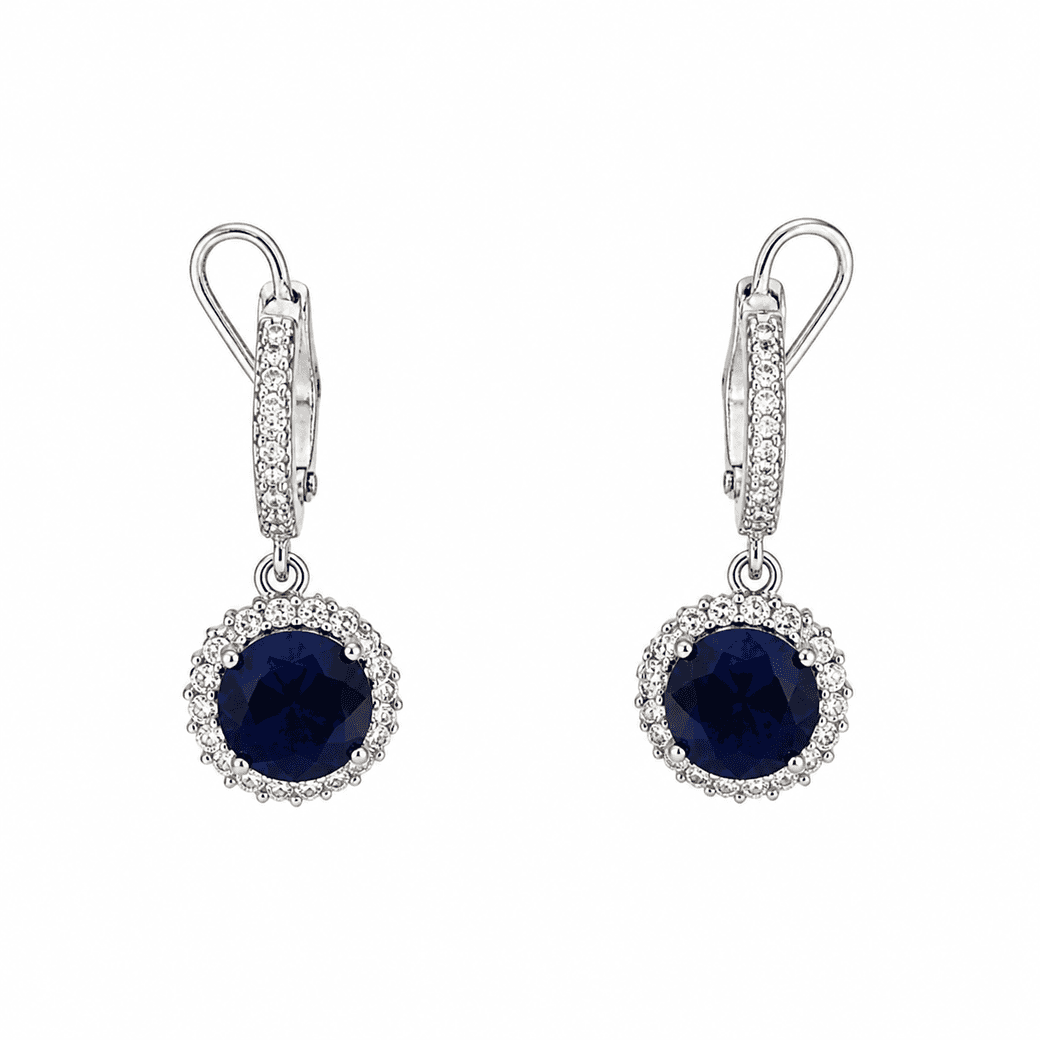 White Gold Diamond & Sapphire Earrings