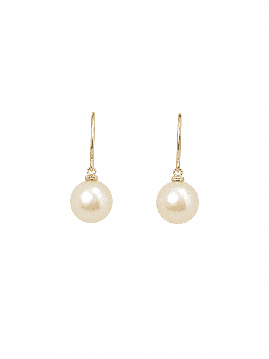 Yellow Gold Diamond & Pearl Earrings