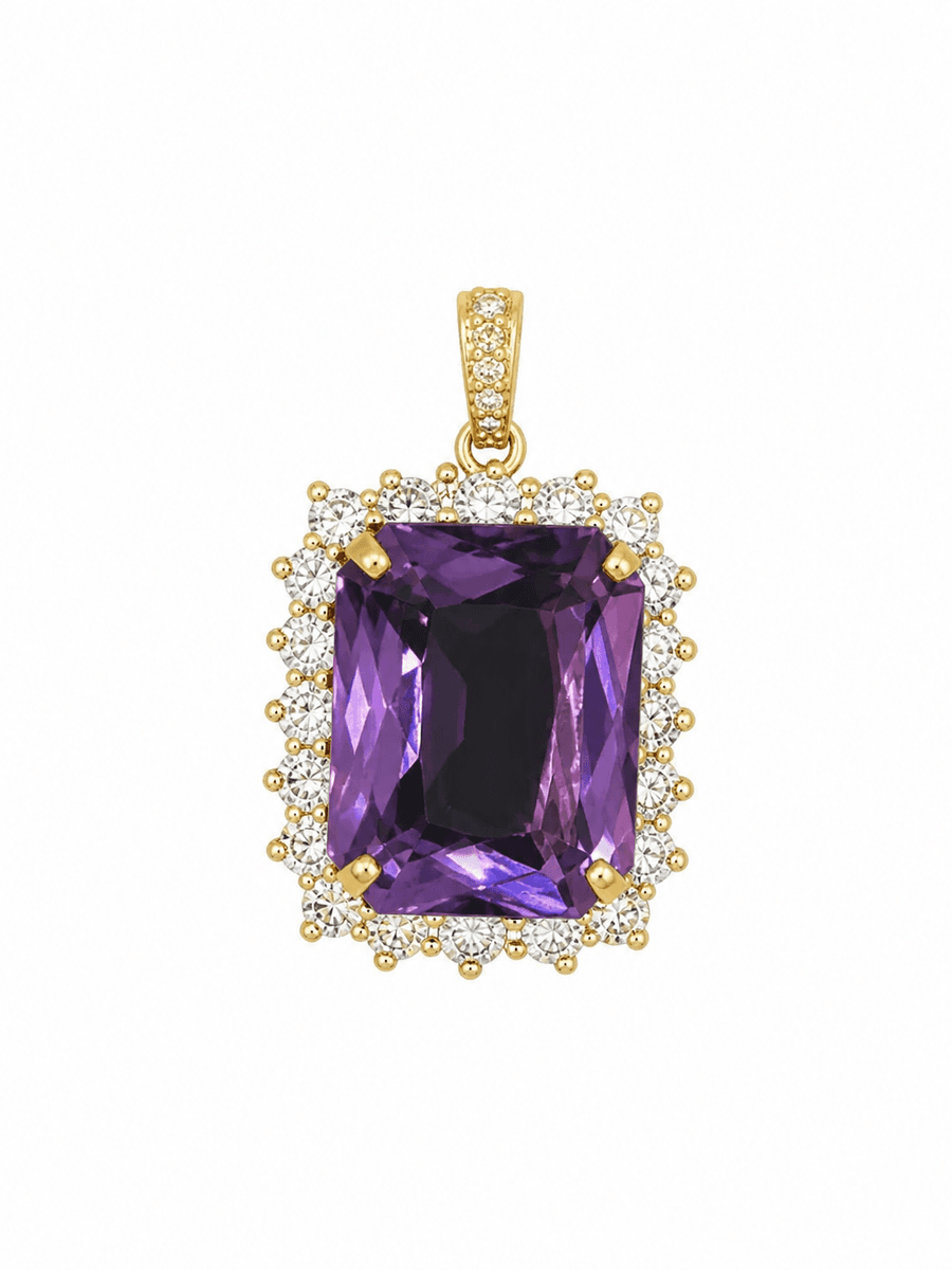 Yellow Gold Diamond & Amethyst Pendant